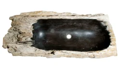 44" Petrified Wood Stone Vessel Sink, Black