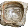 21" Petrified Wood Stone Vessel Sink, Beige, Brown