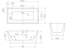 ALFI brand 59" Acrylic Free Standing Rectangle Soaking Bathtub, Black, AB8834