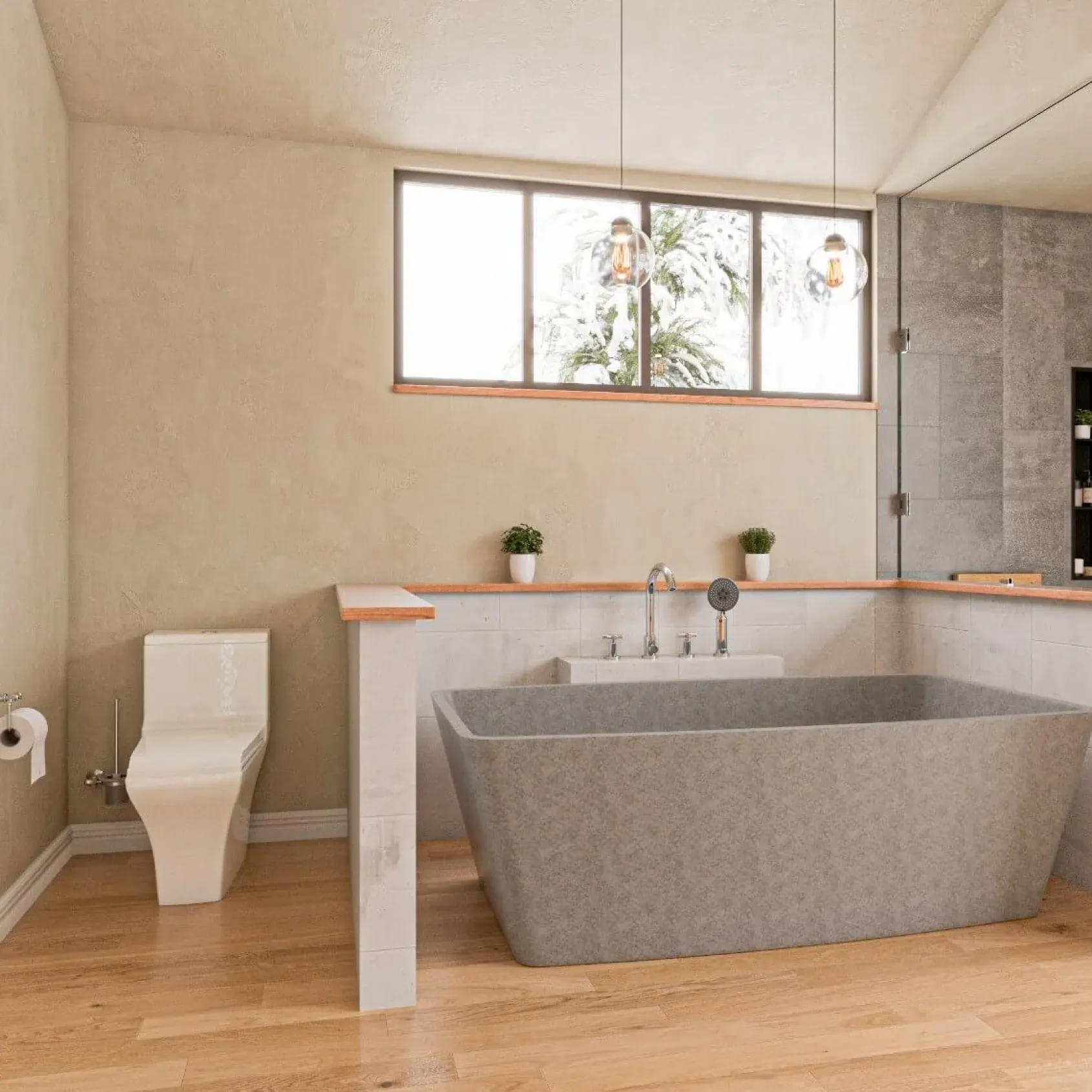 ALFI brand 71" Concrete Free Standing Rectangle Bathtub, Gray Matte, ABCO71TUB