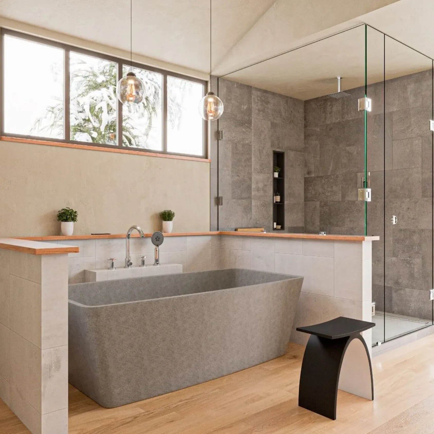 ALFI brand 71" Concrete Free Standing Rectangle Bathtub, Gray Matte, ABCO71TUB