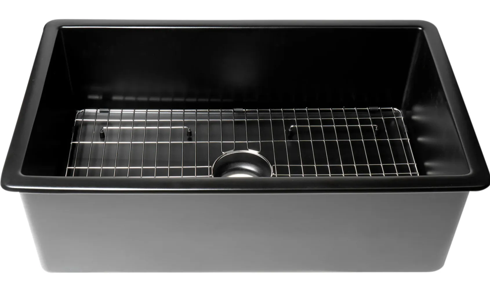 ALFI brand 32" Drop In Fireclay Kitchen Sink, Black Matte, No Faucet Hole, ABF3219SUD-BM