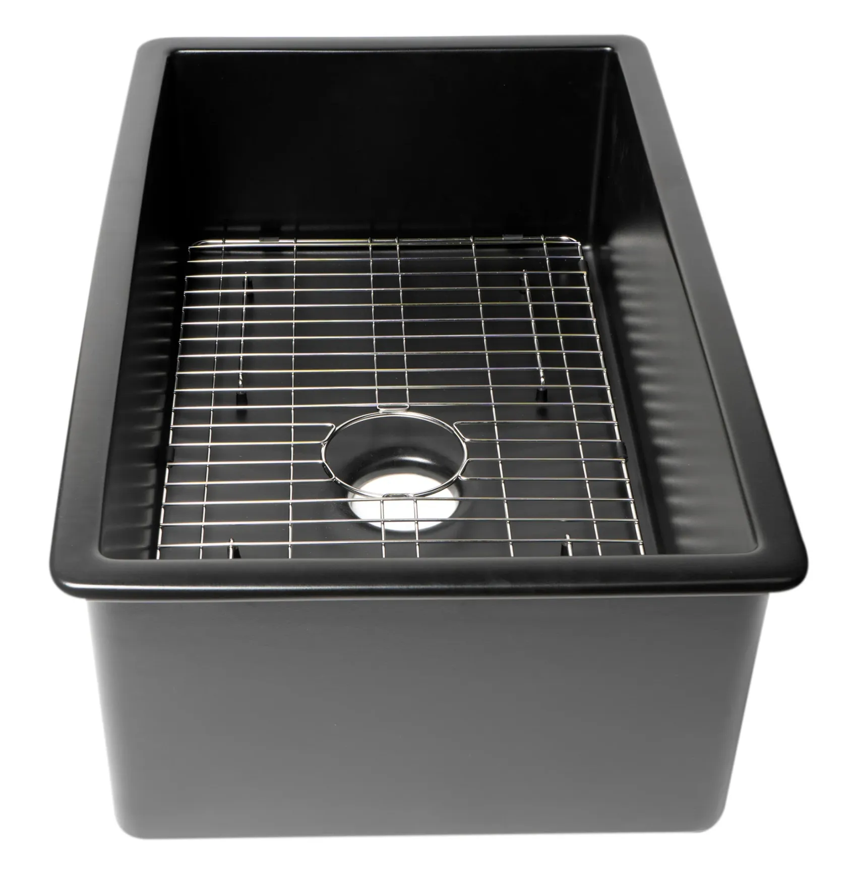ALFI brand 32" Drop In Fireclay Kitchen Sink, Black Matte, No Faucet Hole, ABF3219SUD-BM