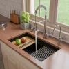 ALFI brand 32" Fireclay Workstation Dual Mount Kitchen Sink, Black Matte, Includes Drainboard, No Faucet Hole, ABFS3219SUD-BM