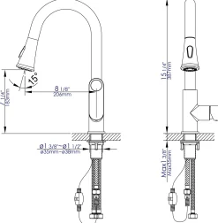 ALFI brand 1.8 GPM Lever Gooseneck Spout Touch Kitchen Faucet, Modern, Gray, Pull Down, Brushed Nickel, ABKF3480-BN