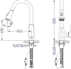 ALFI brand 1.8 GPM Lever Gooseneck Spout Touch Kitchen Faucet, Modern, Gray, Pull Down, Polished Chrome, ABKF3889-PC