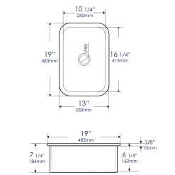 ALFI brand 19" Rectangle Fireclay Bar/Prep Sink, Gray Matte, ABF1319UD-GM