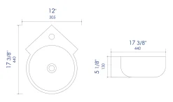 ALFI brand 17.38" x 12" Oval Wall Mount Porcelain Bathroom Sink, White, 1 Faucet Hole, ABC121