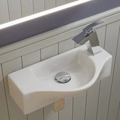 ALFI brand 17.75" x 9.88" Rectangle Wall Mount Porcelain Bathroom Sink, White, 1 Faucet Hole, ABC114