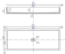 ALFI brand 39.6" x 15.6" Rectangle Above Mount or Semi Recessed Concrete Bathroom Sink, Gray Matte, No Faucet Hole, ABCO39TR