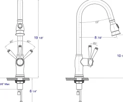 ALFI Traditional Solid Brushed Stainless Steel Pull Down Kitchen Faucet, AB2043-BSS