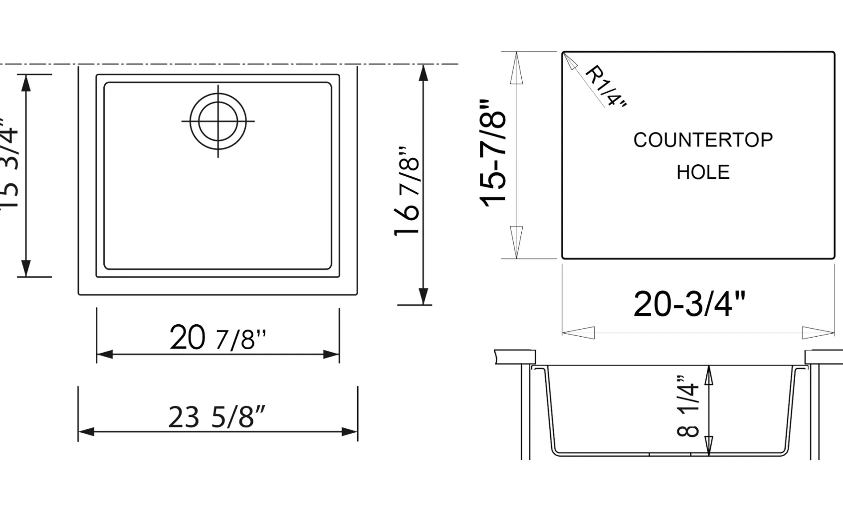 ALFI White 24" Undermount Single Bowl Granite Composite Kitchen Sink, AB2420UM-W