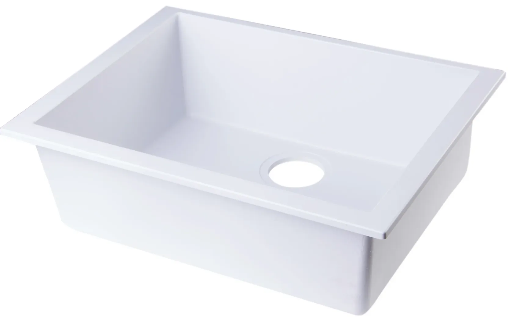ALFI White 24" Undermount Single Bowl Granite Composite Kitchen Sink, AB2420UM-W