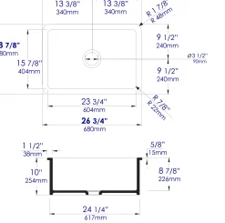 ALFI brand 27" Dual Mount Fireclay Kitchen Sink, Gray Matte, No Faucet Hole, ABF2718UD-GM