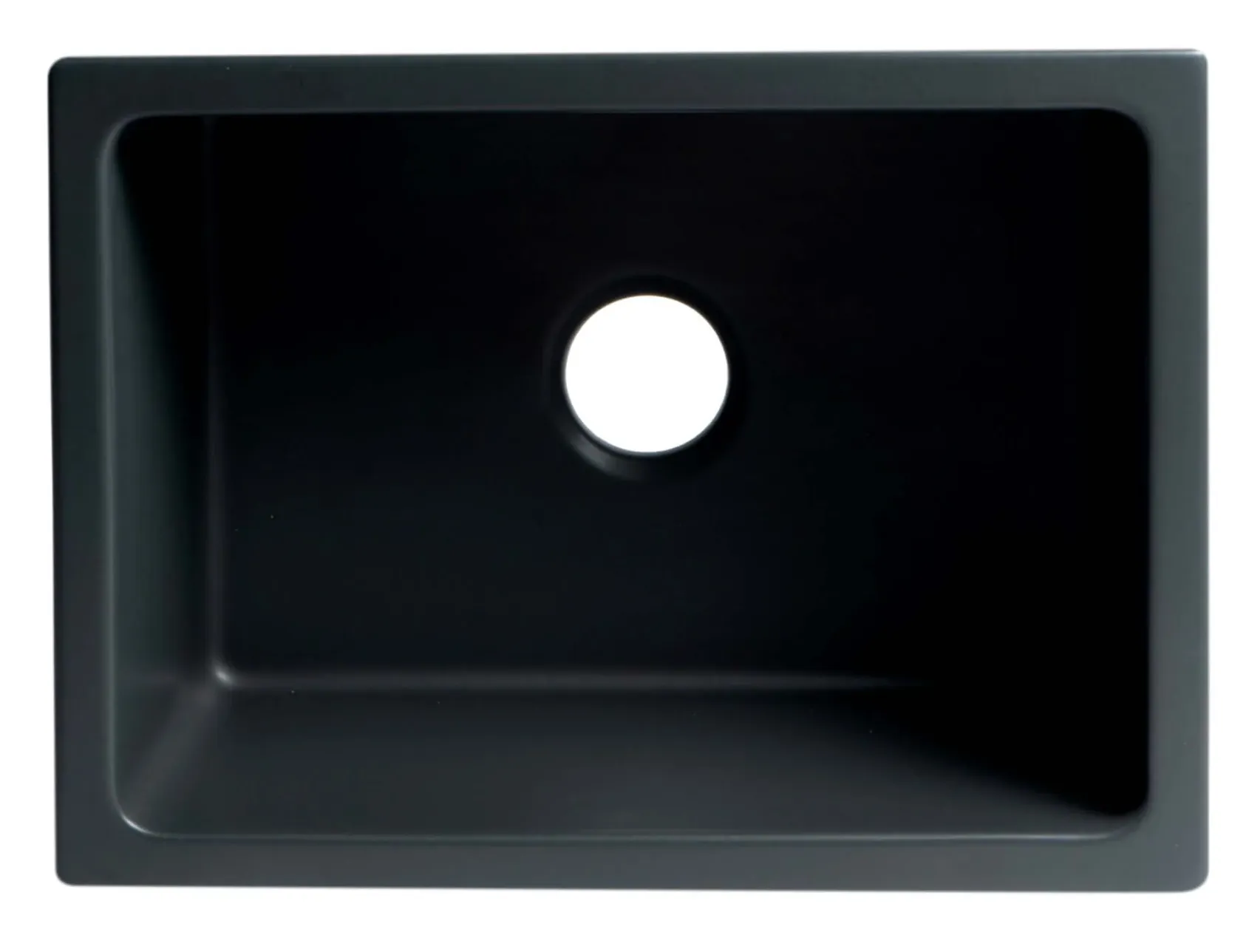 ALFI brand 24" Fireclay Farmhouse Sink, Black Matte, No Faucet Hole, AB2418HS-BM