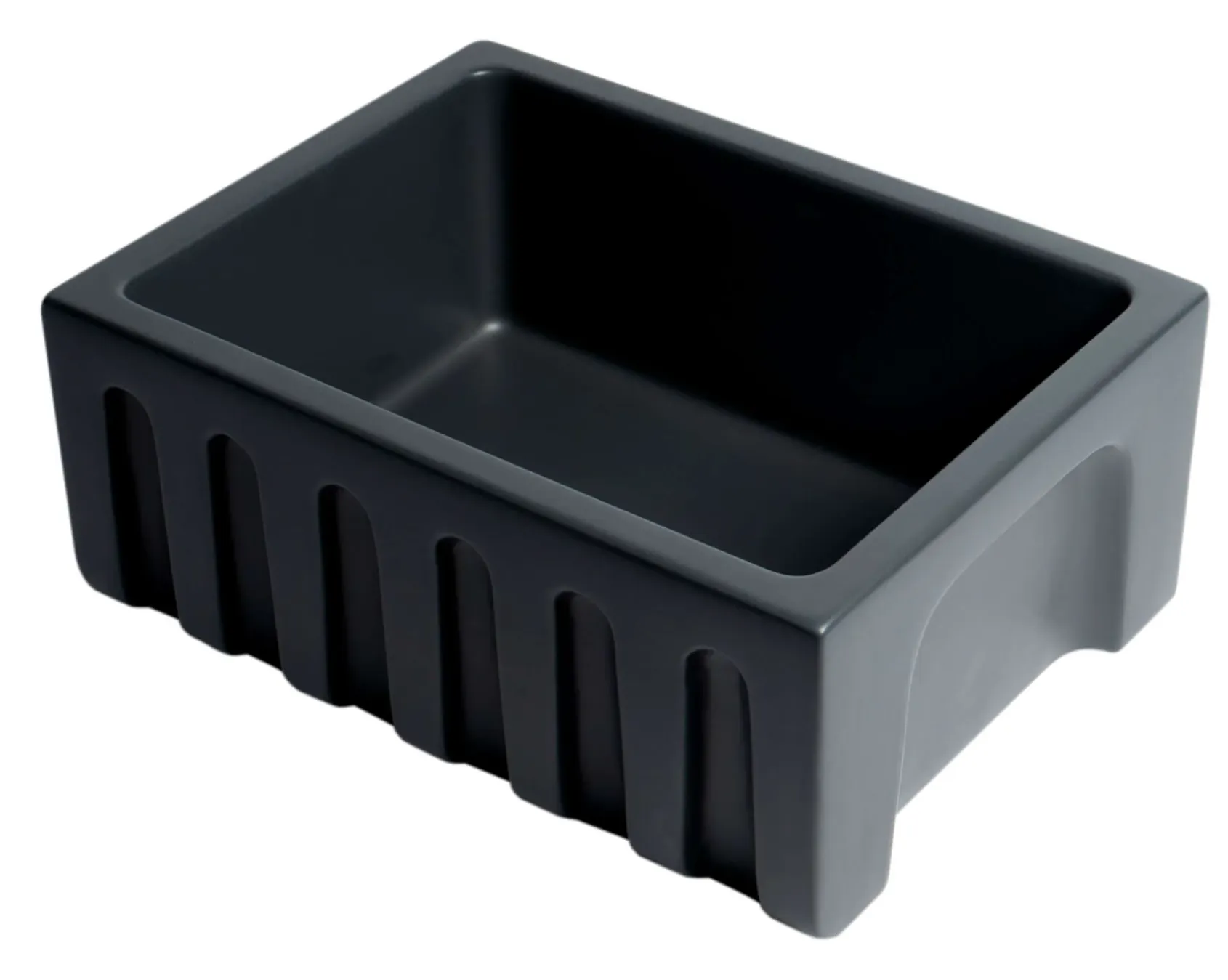 ALFI brand 24" Fireclay Farmhouse Sink, Black Matte, No Faucet Hole, AB2418HS-BM