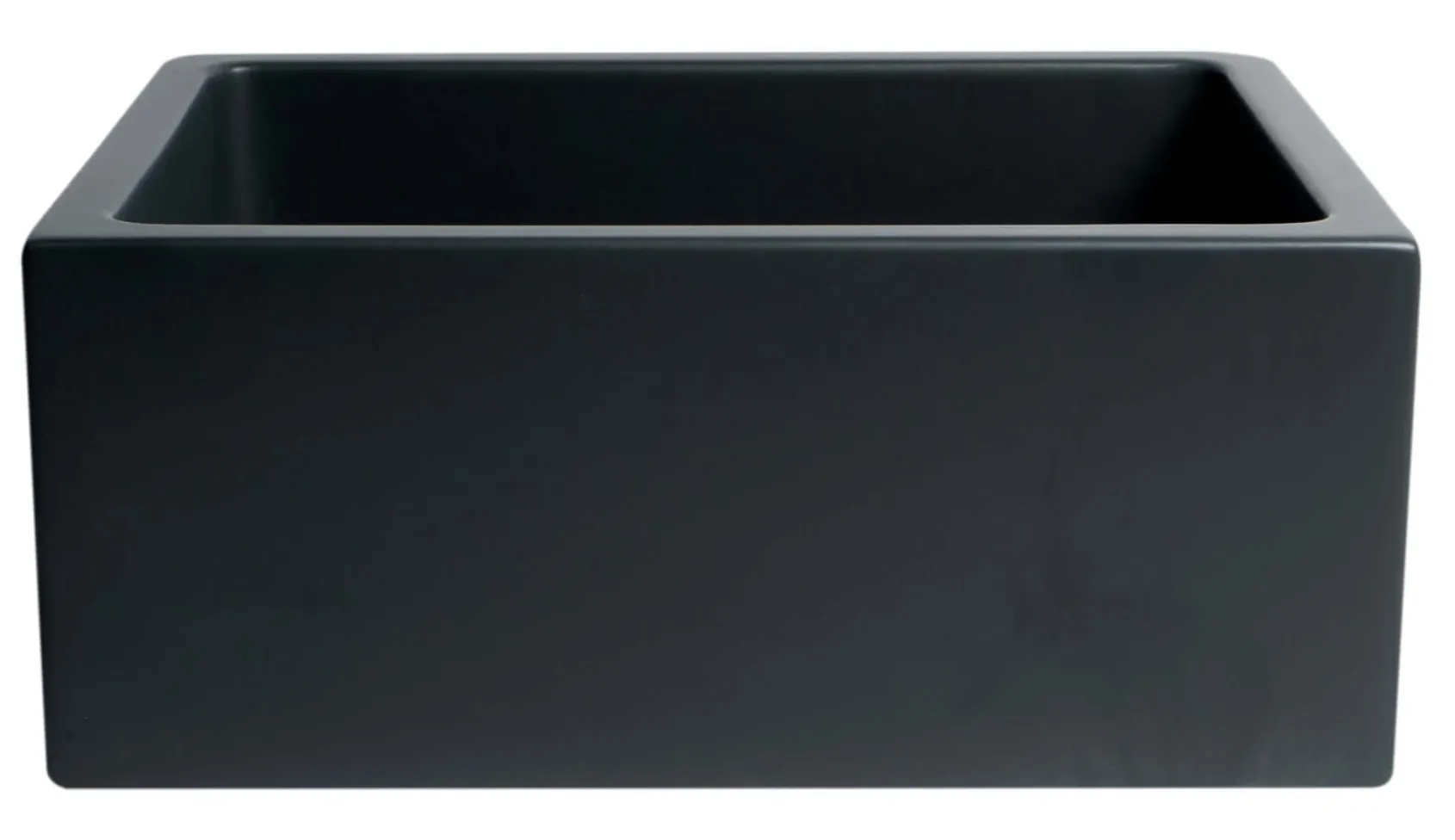 ALFI brand 24" Fireclay Farmhouse Sink, Black Matte, No Faucet Hole, AB2418HS-BM