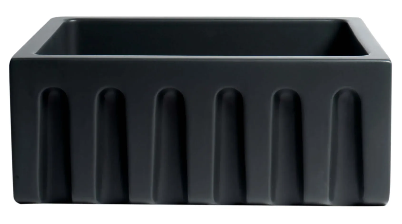 ALFI brand 24" Fireclay Farmhouse Sink, Black Matte, No Faucet Hole, AB2418HS-BM