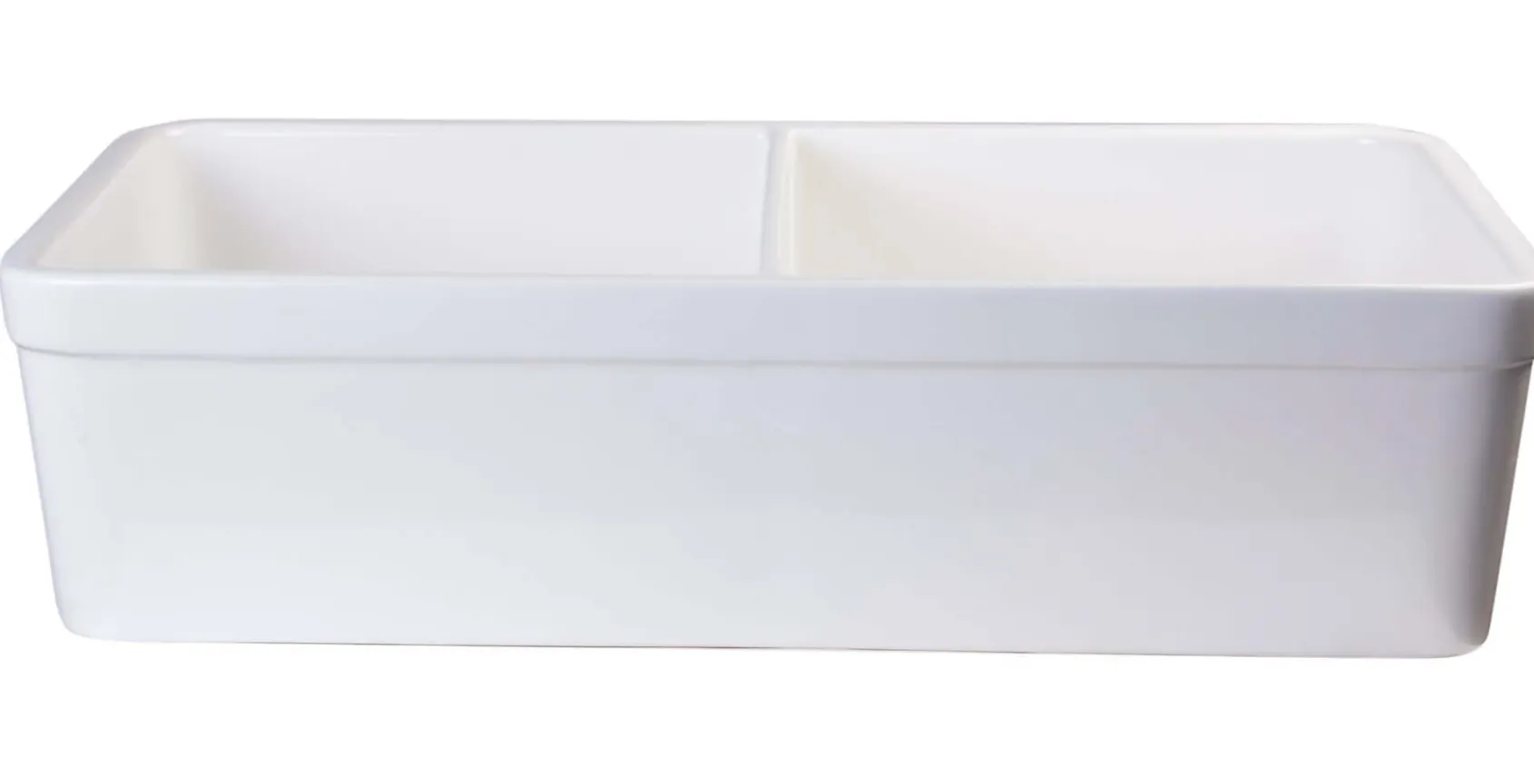 ALFI 32" Double Bowl Fireclay Farmhouse Apron Sink, White, AB512-W