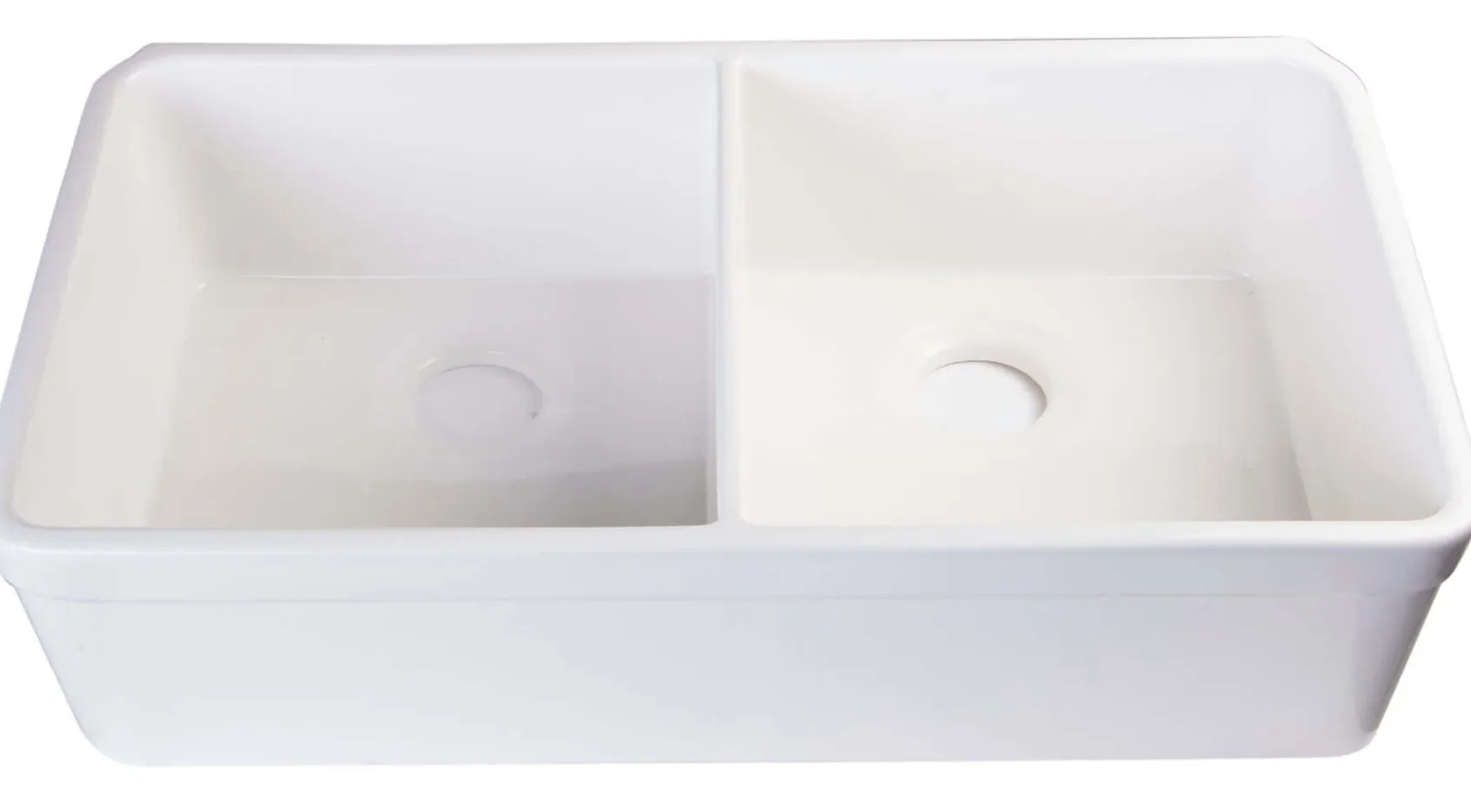 ALFI 32" Double Bowl Fireclay Farmhouse Apron Sink, White, AB512-W