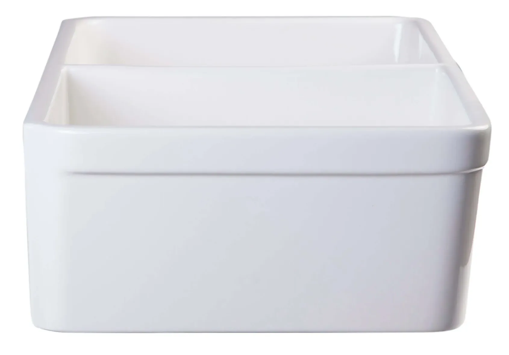 ALFI 32" Double Bowl Fireclay Farmhouse Apron Sink, White, AB512-W