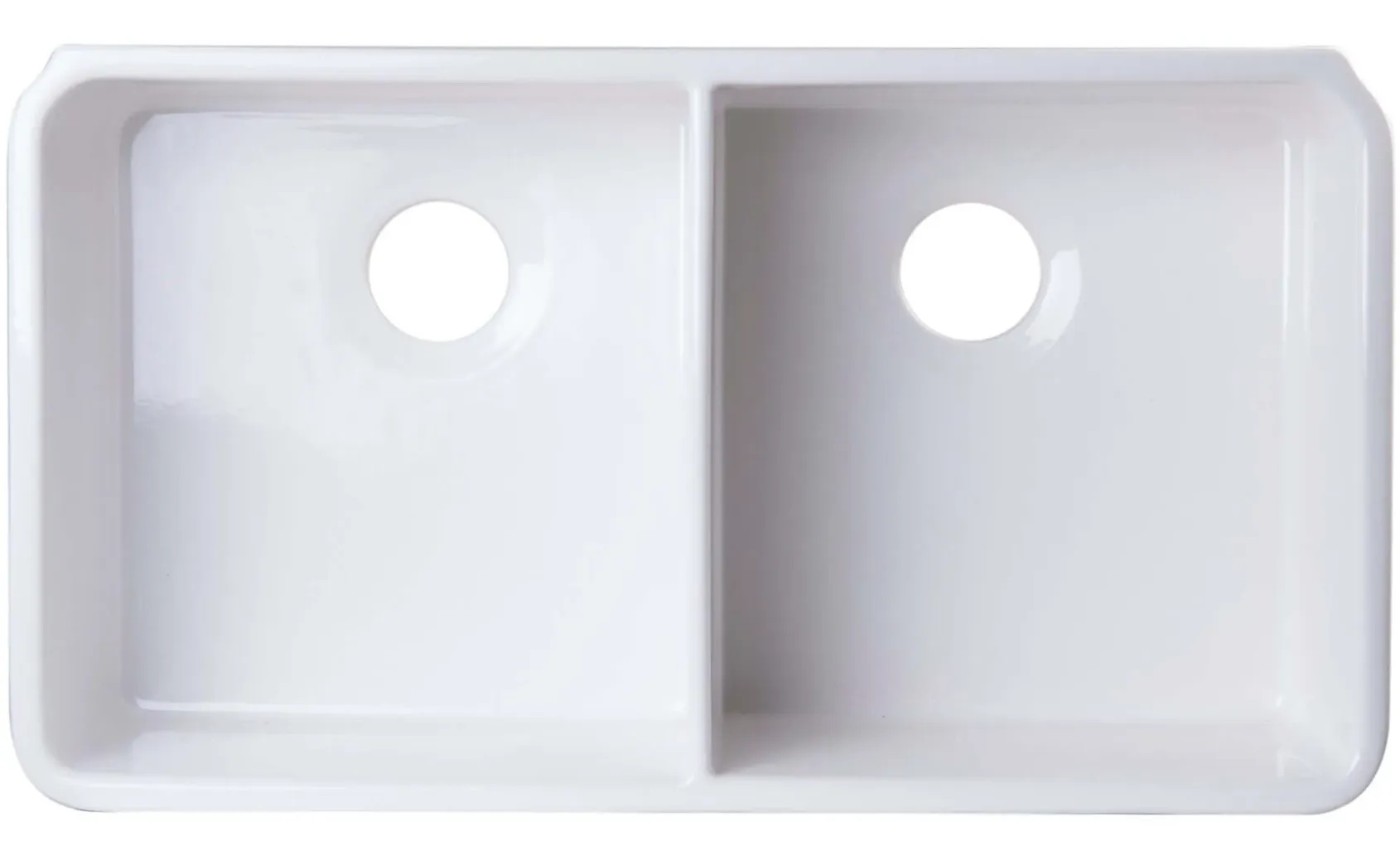 ALFI 32" Double Bowl Fireclay Farmhouse Apron Sink, White, AB512-W