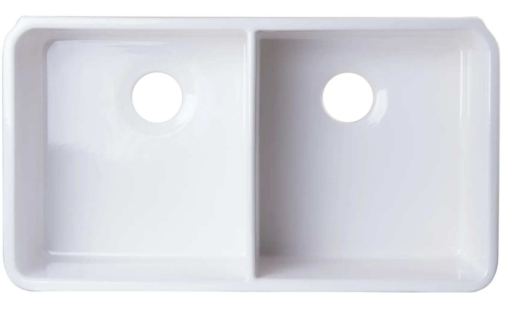 ALFI 32 inch White Double Bowl Fireclay Undermount Kitchen Sink, AB512UM-W