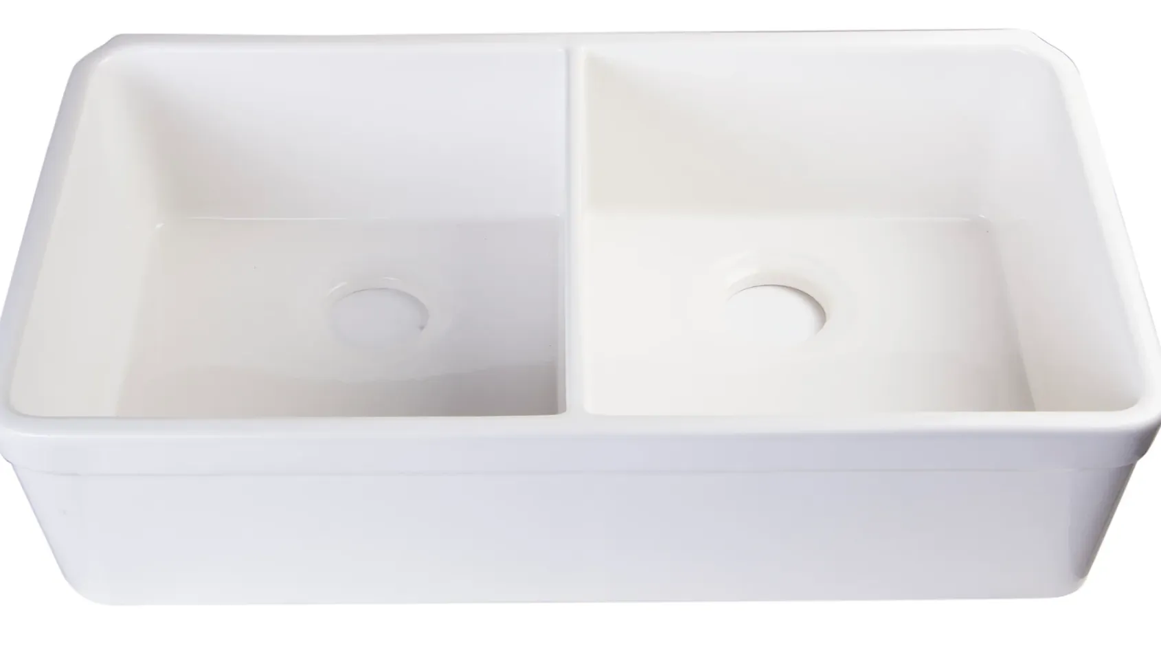 ALFI 32 inch White Double Bowl Fireclay Undermount Kitchen Sink, AB512UM-W