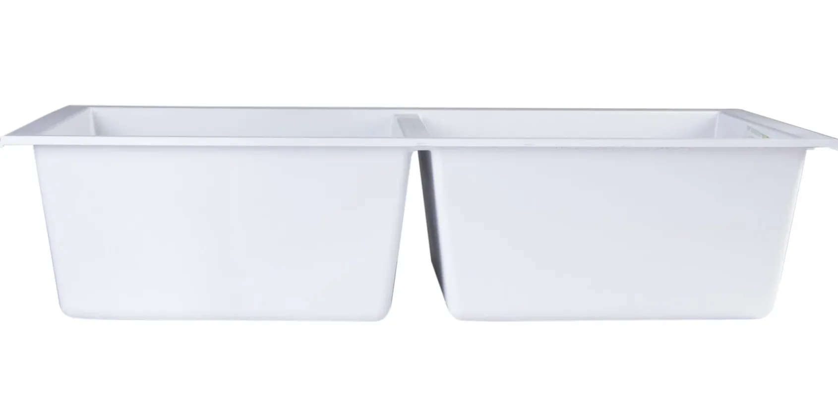 ALFI White 34" Undermount Double Bowl Granite Composite Kitchen Sink, AB3420UM-W