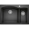 Blanco Diamond 33" Dual Mount Granite Composite Kitchen Sink, Silgranit, 70/30 Double Bowl, Anthracite, 440199