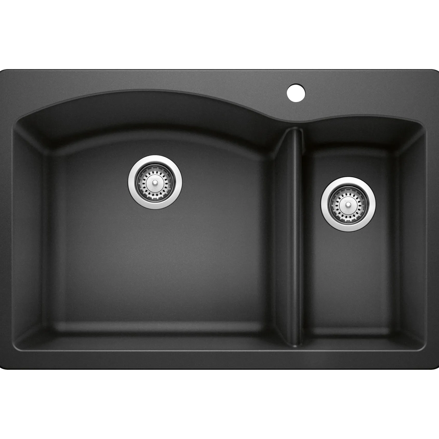 Blanco Diamond 33" Dual Mount Granite Composite Kitchen Sink, Silgranit, 70/30 Double Bowl, Anthracite, 440199