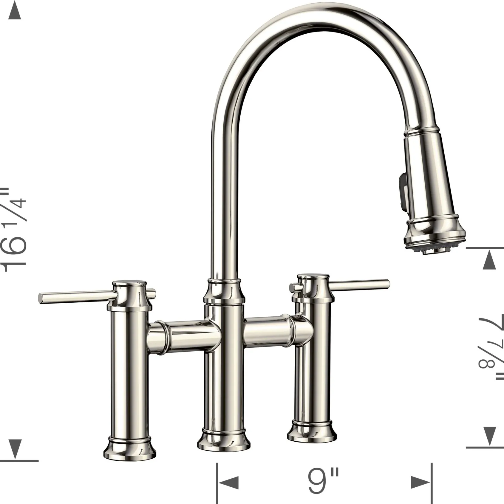 Blanco Empressa 1.5 GPM Brass Kitchen Faucet, Pull-Down, Polished Nickel, 442506
