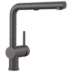 Blanco Linus 1.5 GPM Brass Kitchen Faucet, Pull-Out, Cinder, 526369