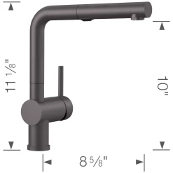 Blanco Linus 1.5 GPM Brass Kitchen Faucet, Pull-Out, Cinder, 526369