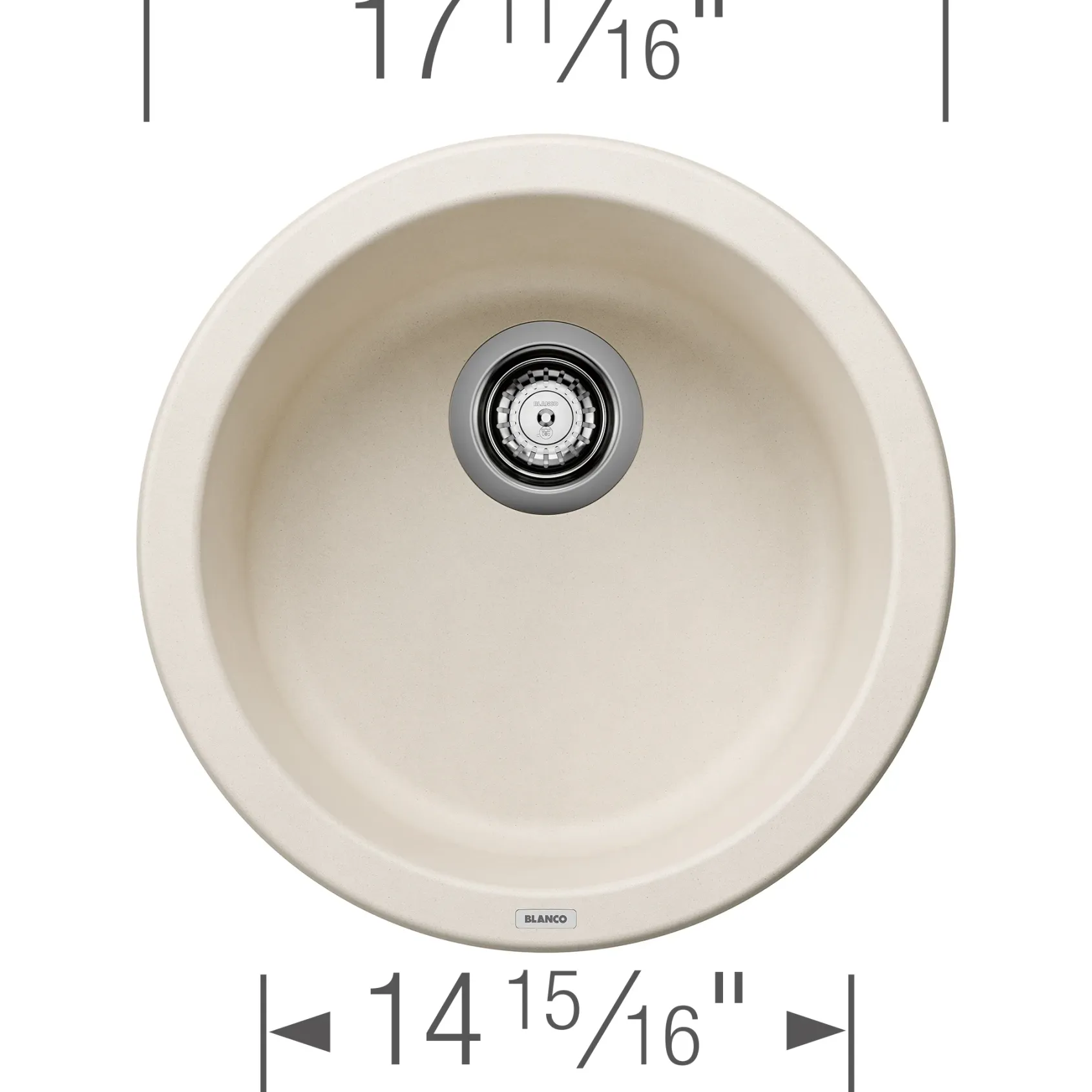 Blanco Rondo 18" Round Silgranit Bar/Prep Sink, Soft White, No Faucet Hole, 527407