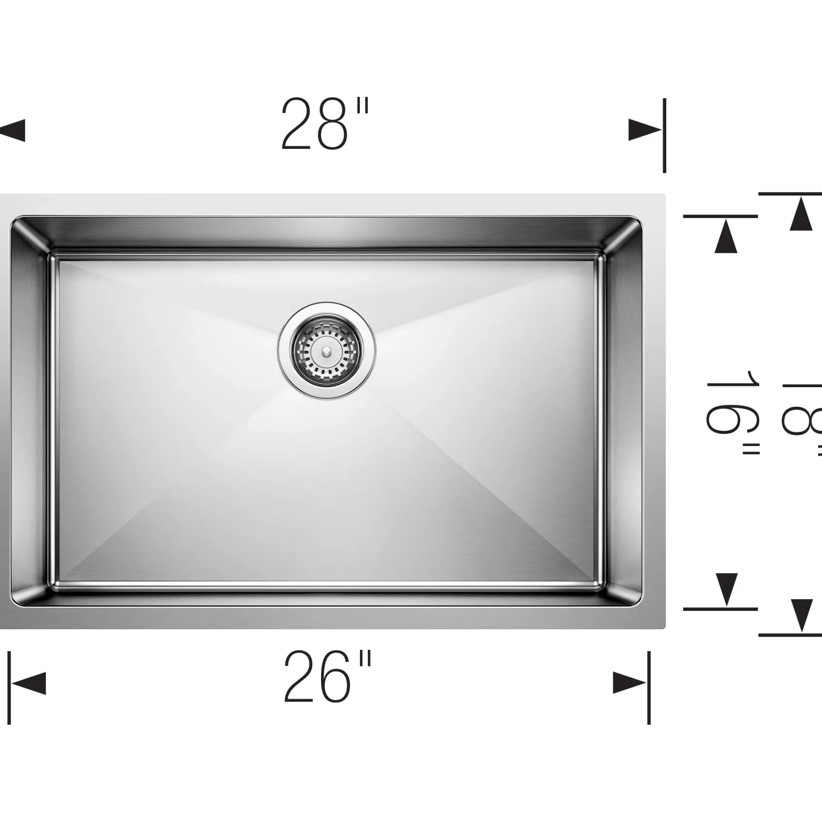 Blanco Cuvee 28" Undermount Stainless Steel Kitchen Sink, Satin Polish, 16 Gauge, No Faucet Hole, 524751