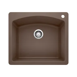 Blanco Diamond 25" Dual Mount Granite Composite Kitchen Sink, Silgranit, Cafe, 440208