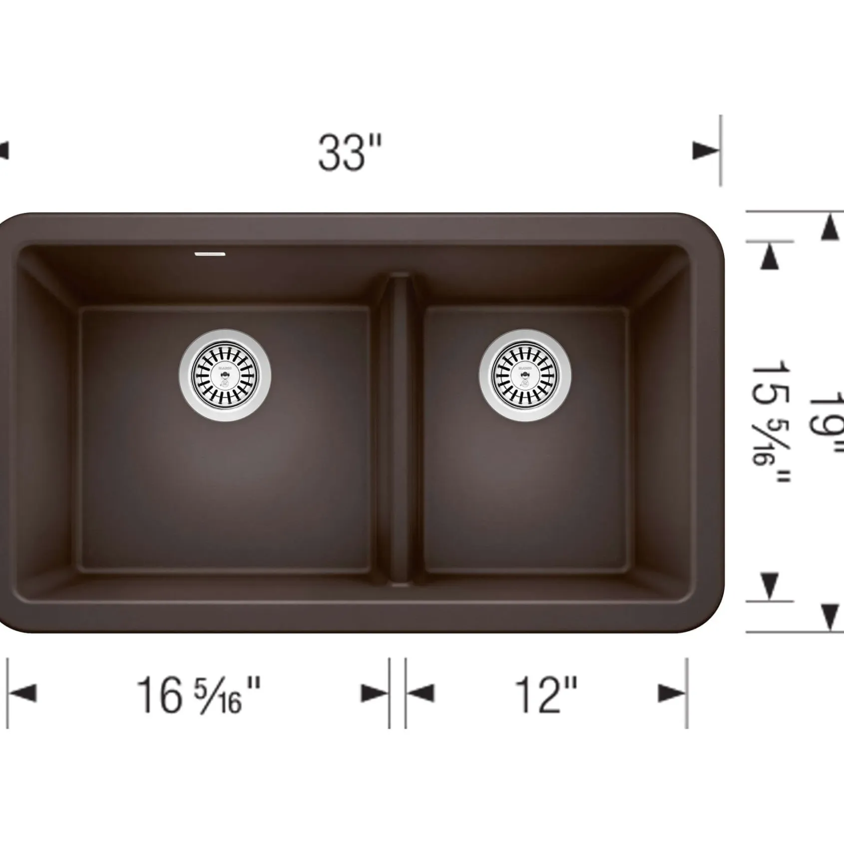 Blanco Ikon 33" Granite Composite Farmhouse Sink, Silgranit, 60/40 Double Bowl, Cafe, 402323