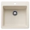 Blanco Liven 21" Dual Mount Silgranit Kitchen Sink, Soft White, 1 Faucet Hole, 443233