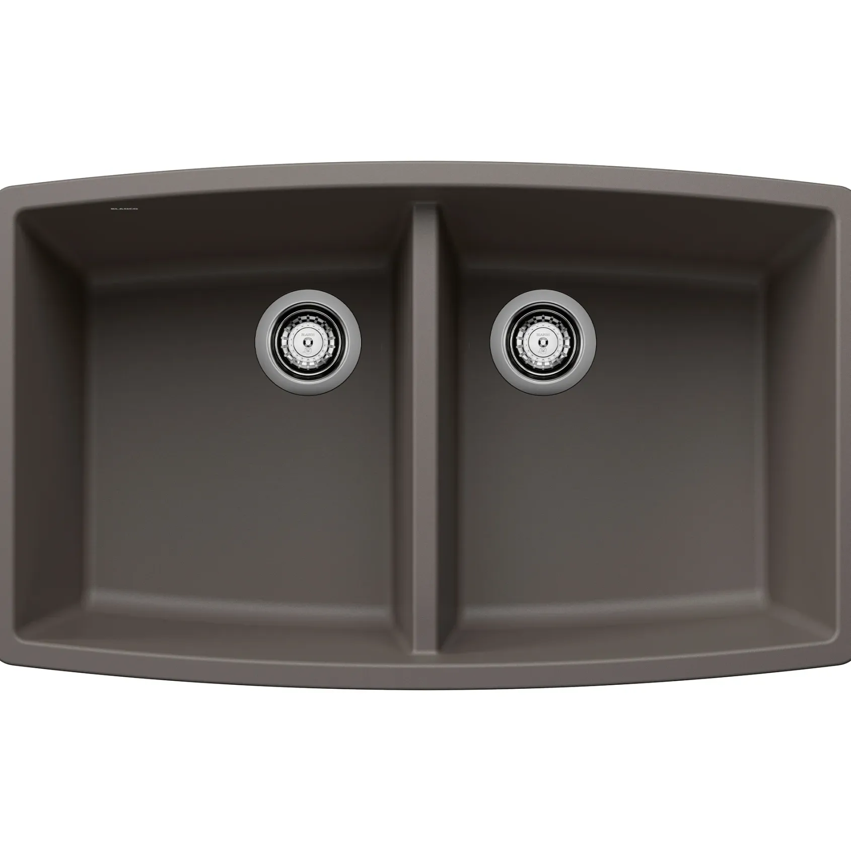 Blanco Performa 33" Undermount Silgranit Kitchen Sink, 50/50 Double Bowl, Volcano Gray, No Faucet Hole, 443123