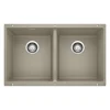 Blanco Precis 30" Undermount Granite Composite Kitchen Sink, Silgranit, 50/50 Double Bowl, Truffle, 517678
