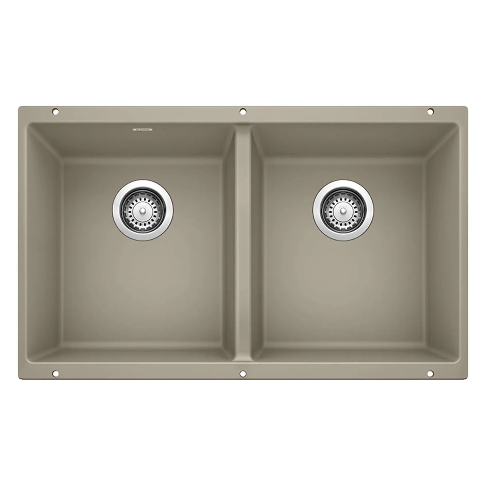 Blanco Precis 30" Undermount Granite Composite Kitchen Sink, Silgranit, 50/50 Double Bowl, Truffle, 517678