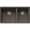 Blanco Precis 33" Undermount Granite Composite Kitchen Sink, Silgranit, 60/40 Double Bowl, Volcano Gray, 443118