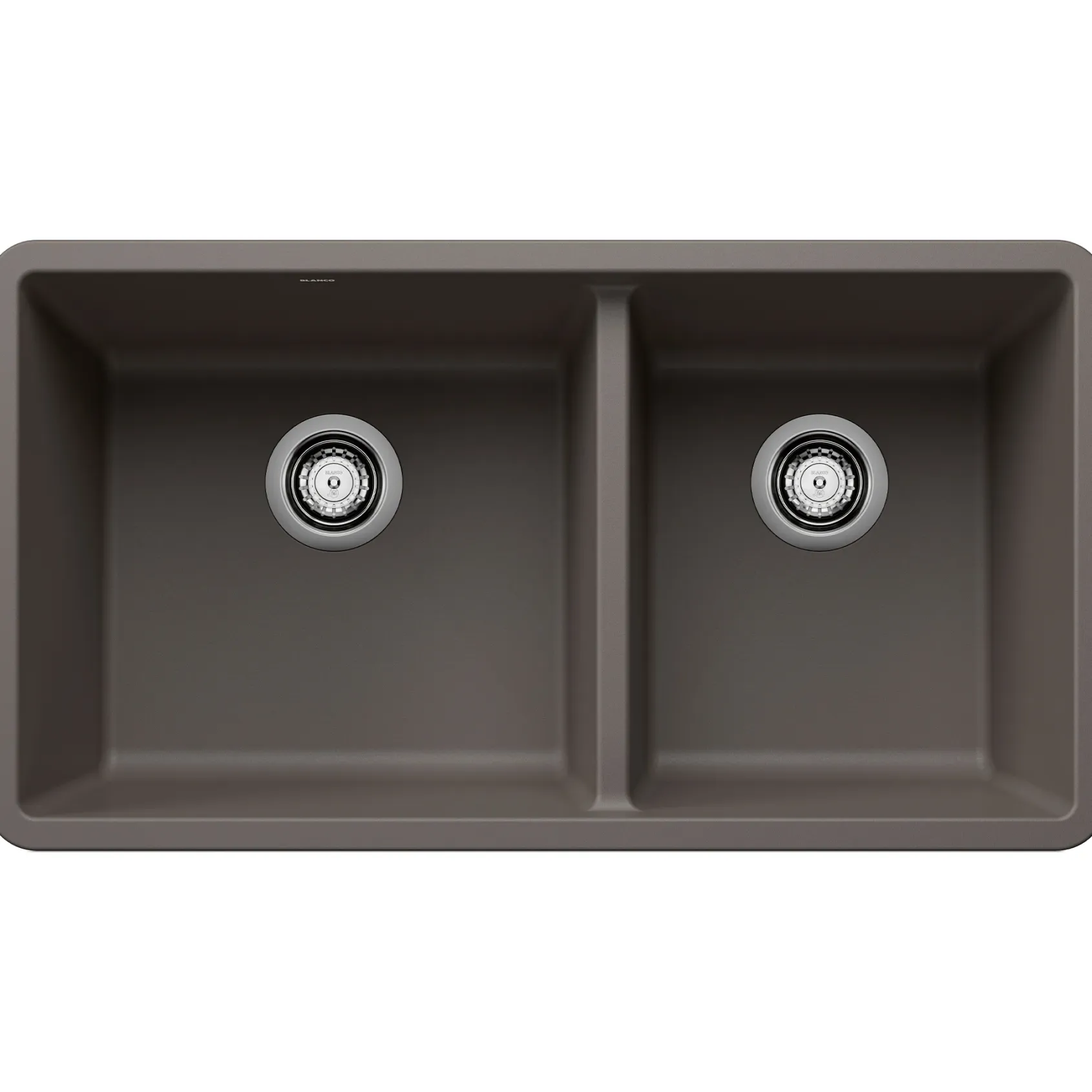 Blanco Precis 33" Undermount Granite Composite Kitchen Sink, Silgranit, 60/40 Double Bowl, Volcano Gray, 443118