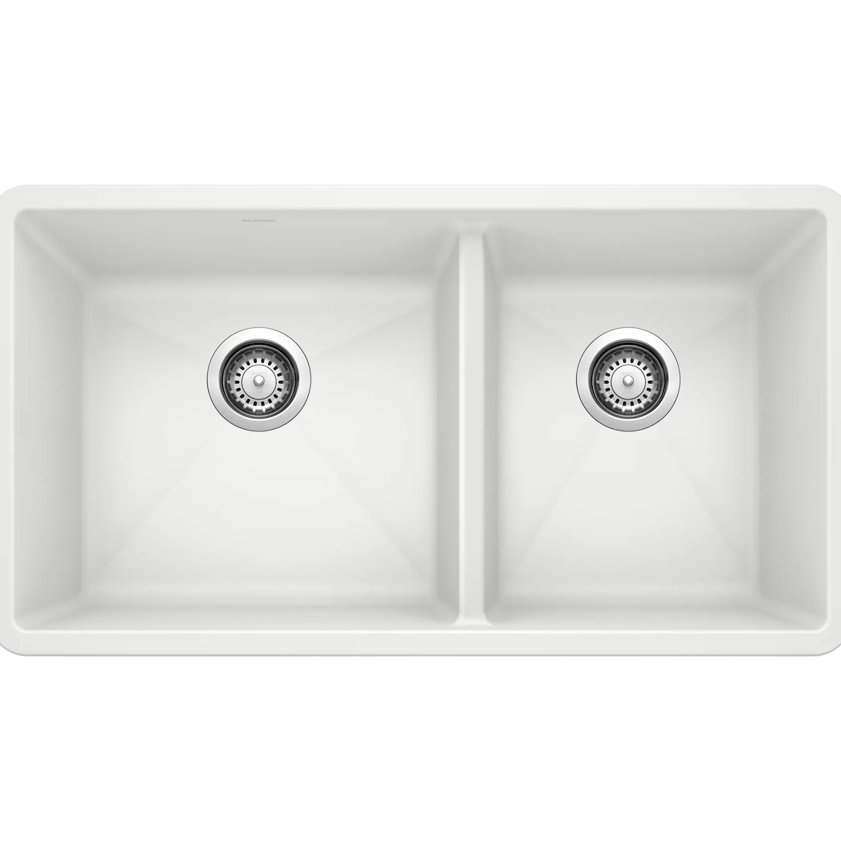 Blanco Precis 33" Undermount Granite Composite Kitchen Sink, Silgranit, 60/40 Double Bowl, White, 441125