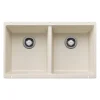 Blanco Precis 30" Undermount Silgranit Kitchen Sink, 50/50 Double Bowl, Soft White, No Faucet Hole, 527401