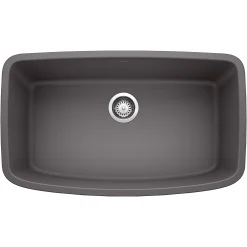 Blanco Valea 32" Undermount Granite Composite Kitchen Sink, Silgranit, Cinder, 441611