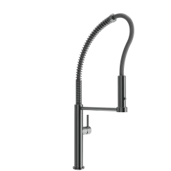 BOCCHI Baveno Pro 1.75 GPM 90 Degree Forward Brass Kitchen Faucet, Professional, Goose Neck, Gun Metal, 2027 0001 GM