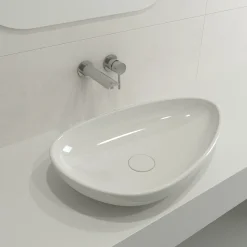 BOCCHI Etna 23" Palette Shaped Vessel Fireclay Bathroom Sink, White, 1114-001-0125
