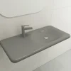 BOCCHI Fenice 36" Rectangle Wallmount Fireclay Bathroom Sink, Matte Gray, Single Faucet Hole, 1490-006-0126